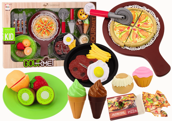 Fast Food Set Fruits Steak Ice Cream Accessories Pizza French fries 26 pcs.