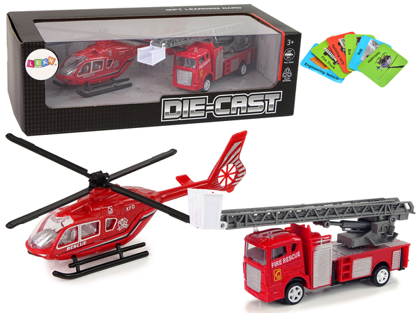 Fire Brigade Helicopter Train Cars Set