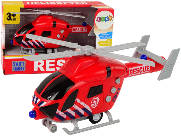 Fire Brigade Rescue Helicopter Red Sound Lights Propellers