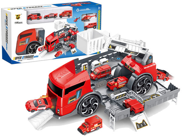 Fire Brigade Truck Base 2-in-1 Vehicle Set Red