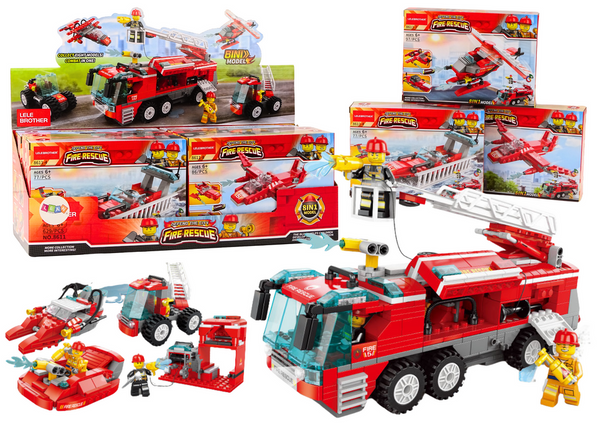 Fire Department Boot Airplane Helicopter Construction Blocks MIX