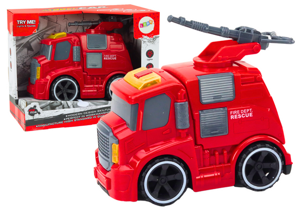Fire Department Fire Truck Cannon Sounds Lights Drive Red
