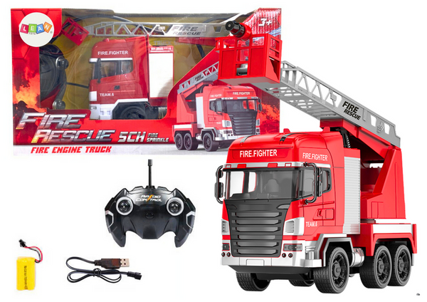 Fire Truck with Boom Remote Control RC Spray Lights