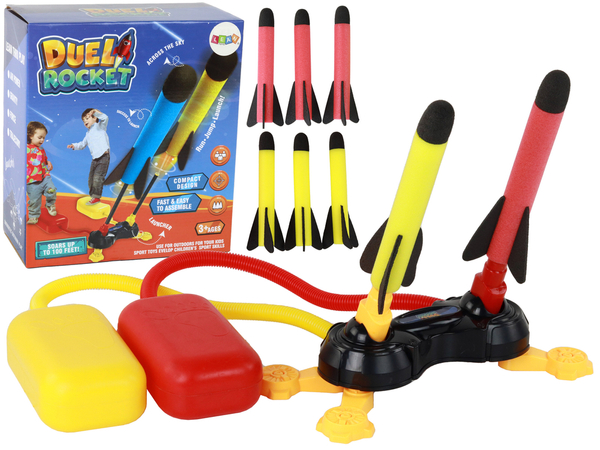 Foam Rocket Launcher Pump Yellow Red 6 Pcs