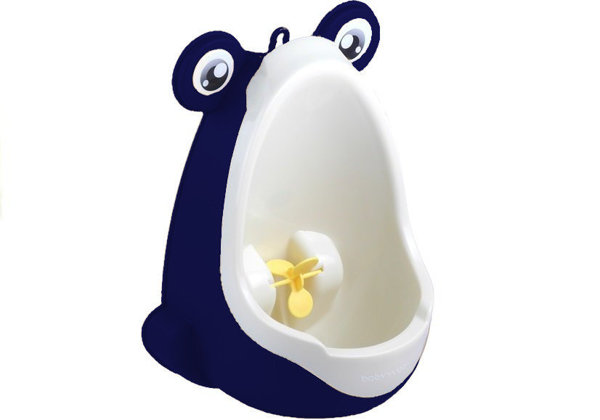 Frog-shaped Urinal Suction Cup Navy Blue and White