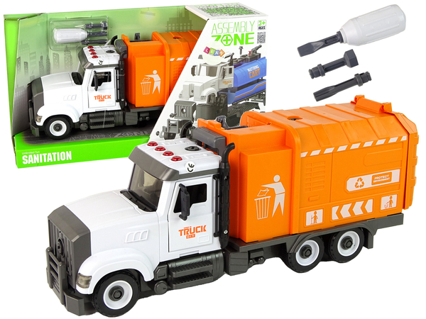 Garbage Truck for Unscrewing and Twisting Accessories Orange