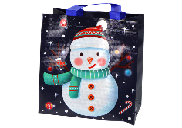 Gift Bag in Dark Color Snowman Motif 23cm x 21.5cm x 11cm