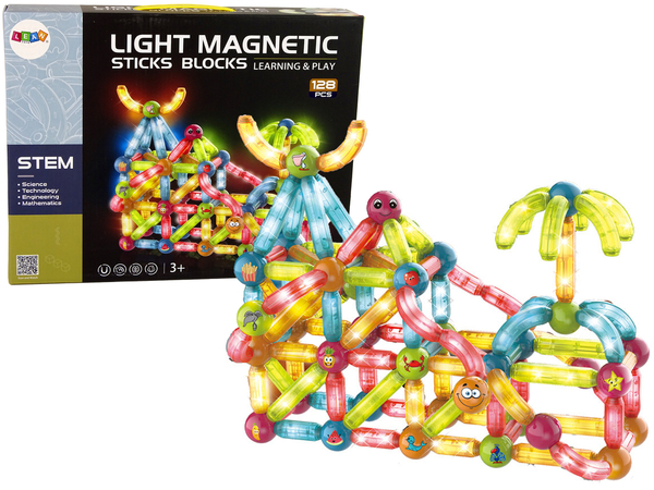 Glowing Ball Slide Magnetic Blocks 128 Elements