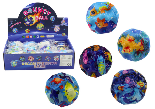 Glowing Ball for Bouncing with Recesses Sea Animals 7cm