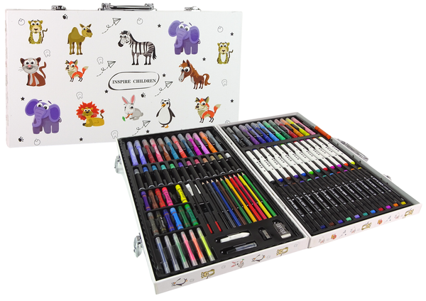 Huge Artistic Painting Set  94 Elements In a suitcase with prints of cheerful animals