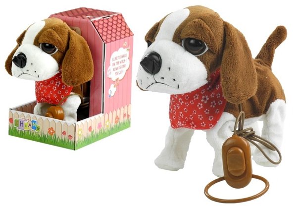 Interactive Dog On a Leash with Dog House Brown-White