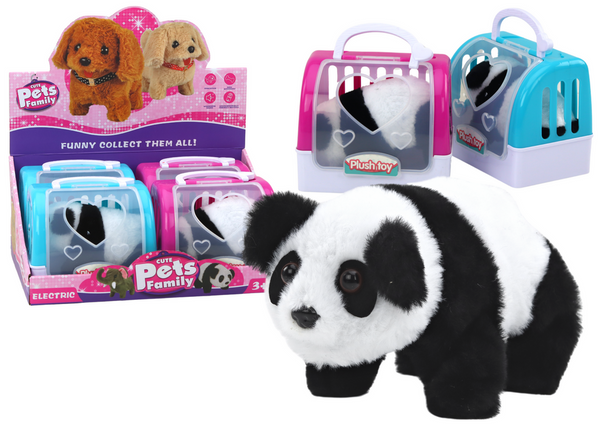 Interactive Plush Panda In Pink Blue Transporter