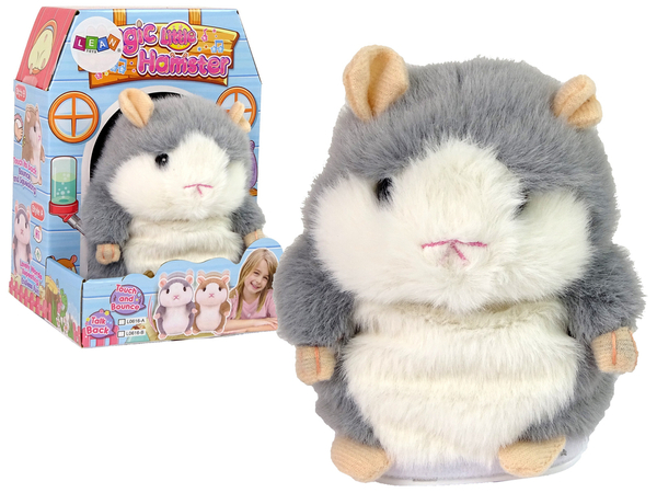 Interactive Talking Hamster Grey Plush Repeating Words