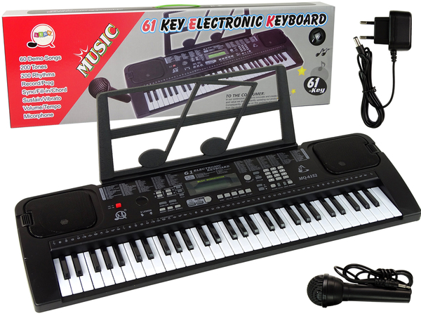 Keyboard With Microphone Musical Instrument Black