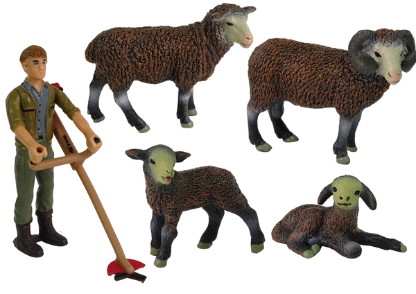 Large Figure Set Domestic Animals + Farmer and Farmhouse Sheep