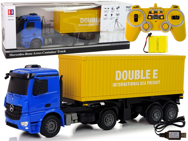 Large R/C truck Mercedes Arocs Blue 1:20 Container 58 cm Long