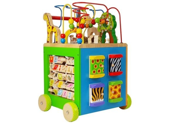 Large Wooden Educational Cube on wheels SAFARI