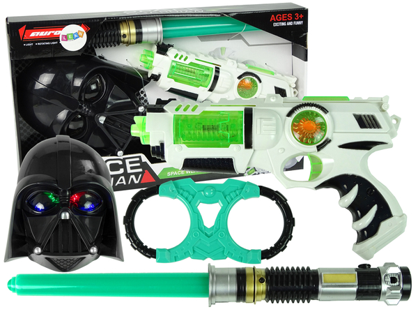 Laser Gun Lightsaber Mask Handcuffs Set with accessories