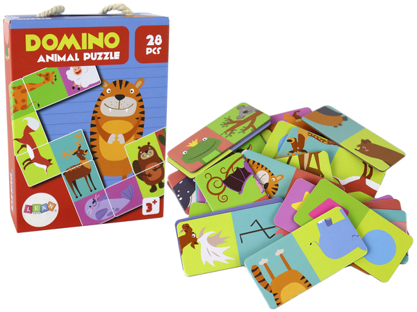 Logic Game Double-Sided Domino Animals Puzzle 10cm x 5cm 28 Pieces.