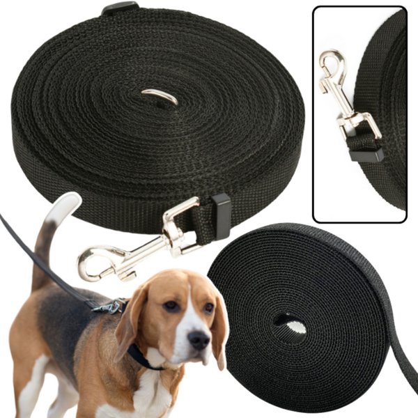 Long Training Leash With Fastener Webbing Tape Black 5m