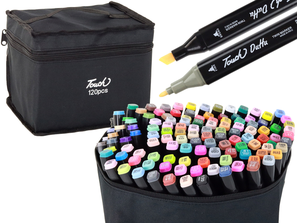 Marker Pens 120 Pieces Colorful Double-sided Portable Bag