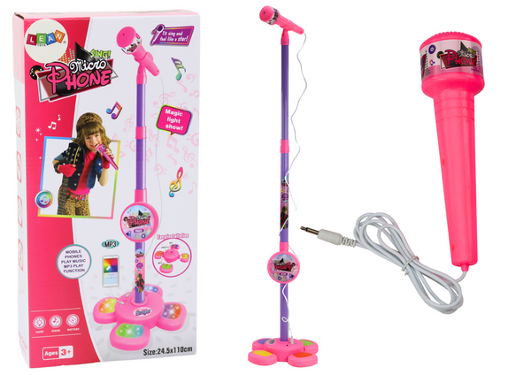 Microphone with Stand for Children, Adjustable, Pink