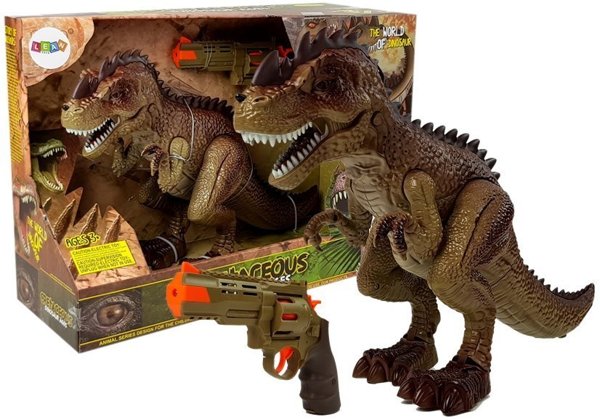 Moving Tyrannosaurus Dinosaur With Steam Gun Light Sound Green