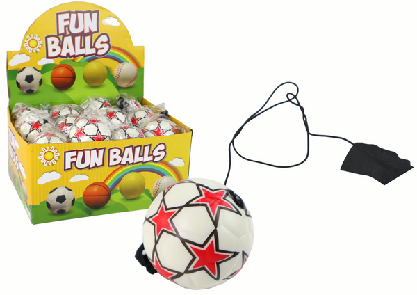 PU Football with a Jojo Elastic Band for Bouncing, 6 cm, White Stars