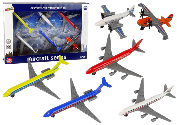 Passenger Planes Set Various Colours 6 Pieces