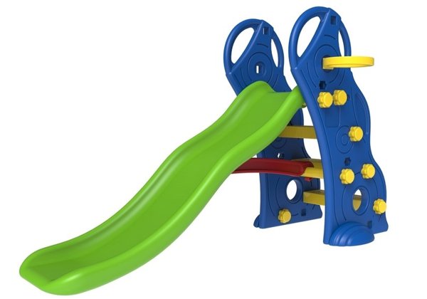 Plastic slide with a blue ladder