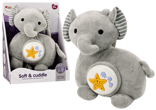 Plush Elephant Projector Sleeper Elephant Gray Cuddly Toy Stars Melodies