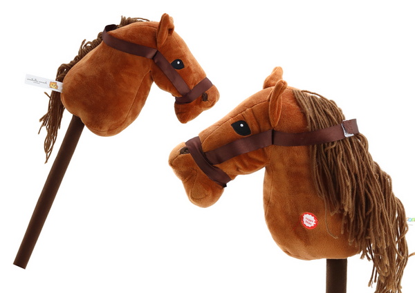 Plush Horse Head On A Stick Hobby Horse Brown Long-Haired Horse sounds