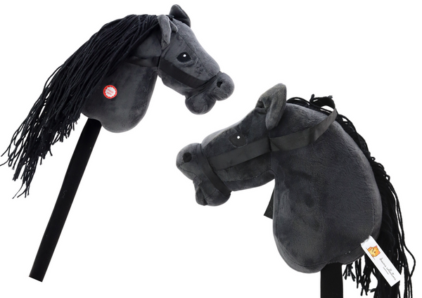 Plush Horse Head On A Stick Hobby Horse Long-haired Horse Black sounds