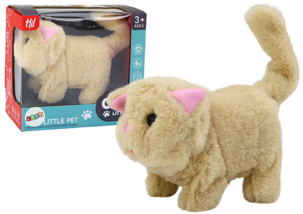 Plush Kitten Interactive Animal Walks and Meows Beige