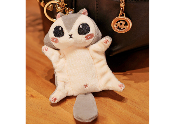 Plush Mascot Sugar Glider Squirrel Gray Keychain 10 cm