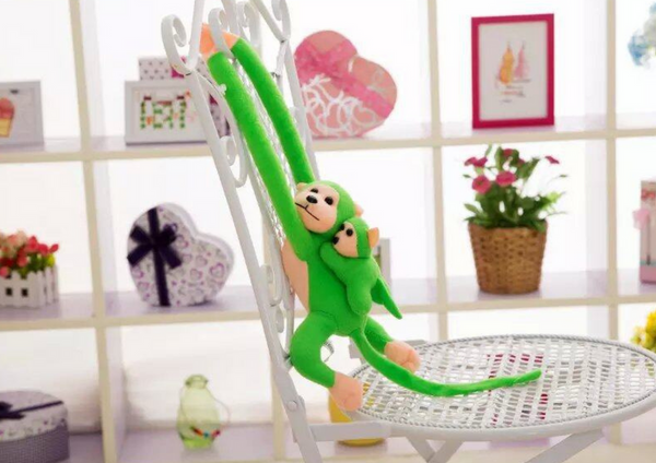 Plush Monkey with Baby Mascot Green 70 cm