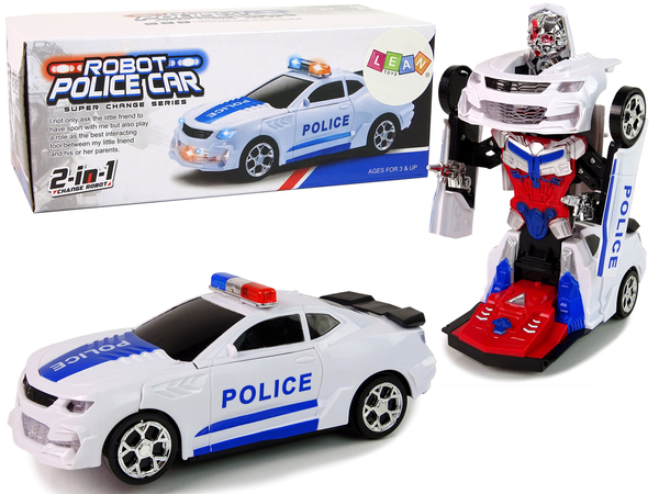 Police Car 2in1 Auto Robot Sounds Shots Lights