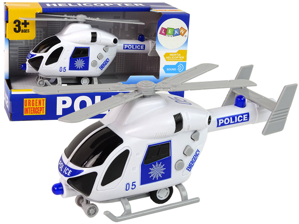 Police Helicopter White Sound Lights Propellers