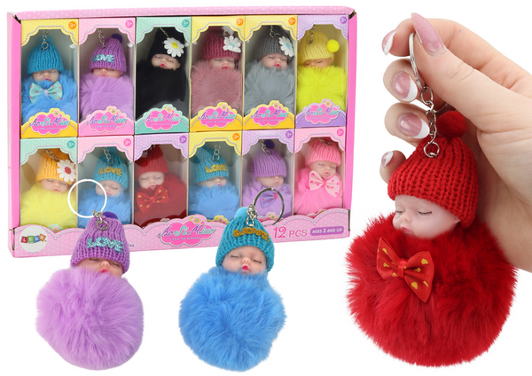 Pompom Doll Keychain Pendant for Keys Handbags Mix