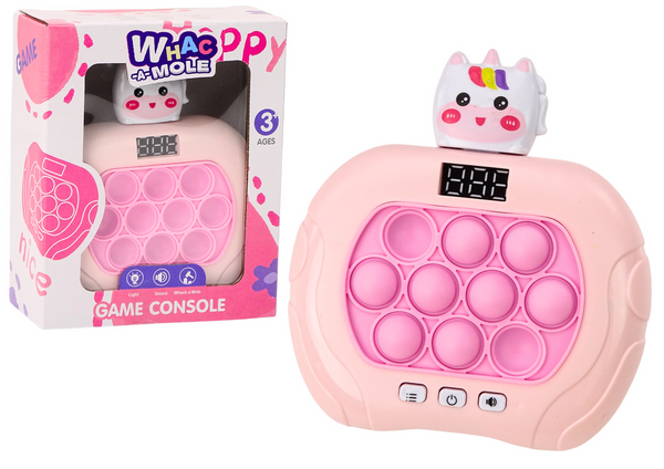 Pop-It Wac A Mole Game Unicorn Lights Sounds Pink