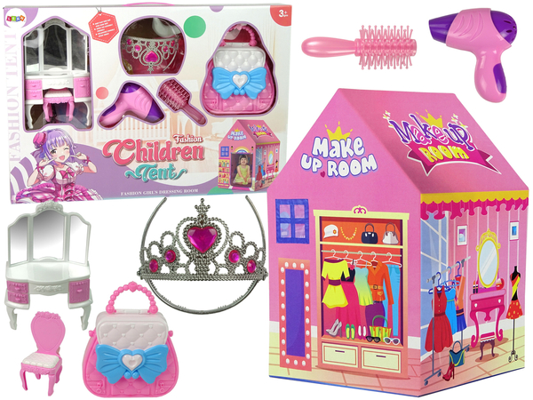Princess Tent for Kids Beauty Salon Pink Accessories Crown
