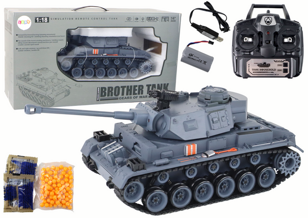 RC Tank 1:18 Cannon Smoke Shield Sounds Gray