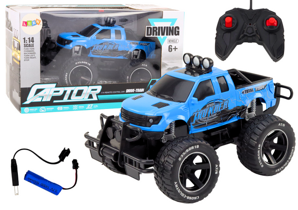 RC off-road car 1:14 27MHz Blue Remote Control Rubber Wheels