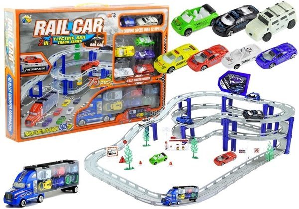 Racing Track Set 2in1 Lorry + 8 Cars 75 Elements 500cm