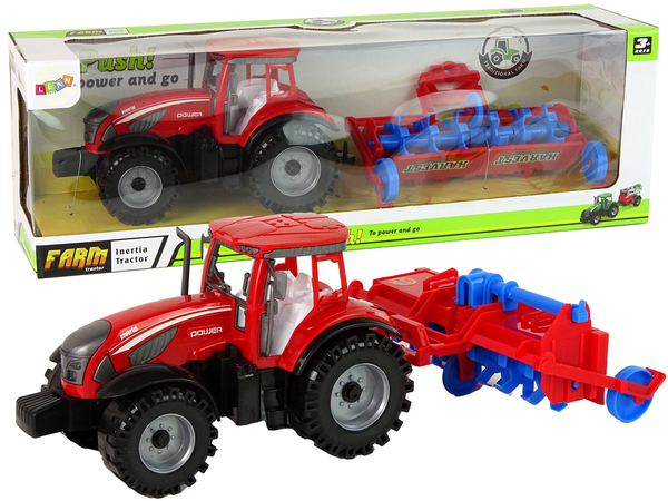 Red Tractor with Plough Friction Drive   