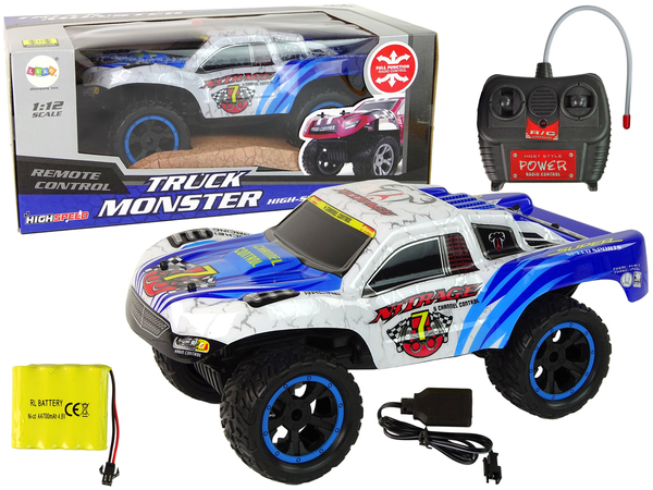 Remote Control Car RC Truck Monster 1:12 White