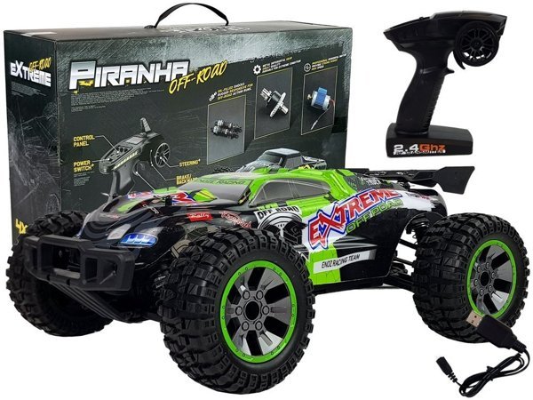 Remote Controlled Off-road Vehicle Green 1:10 ENOZE 9202E 40 km/h Large Wheels