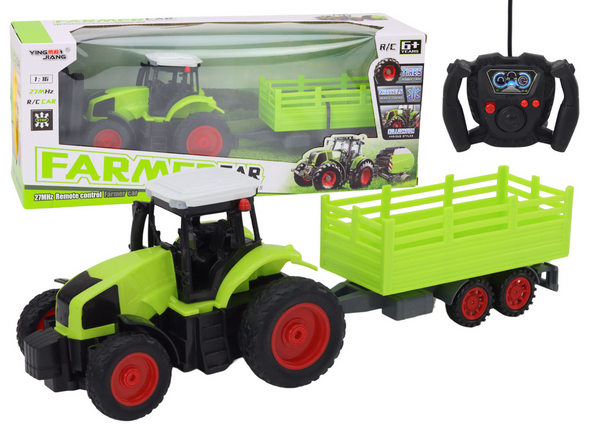 Remote Controlled RC Tractor With Trailer 1:16 Green