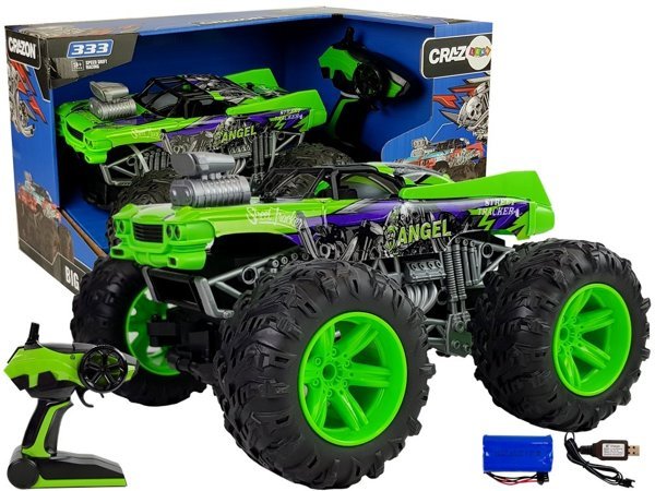 Remote Controlled Terrain Car 1:14 2.4G RC Green Big Wheels