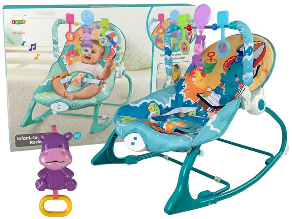 Rocking Chair 2in1 Mint Hippo Sounds Vibration
